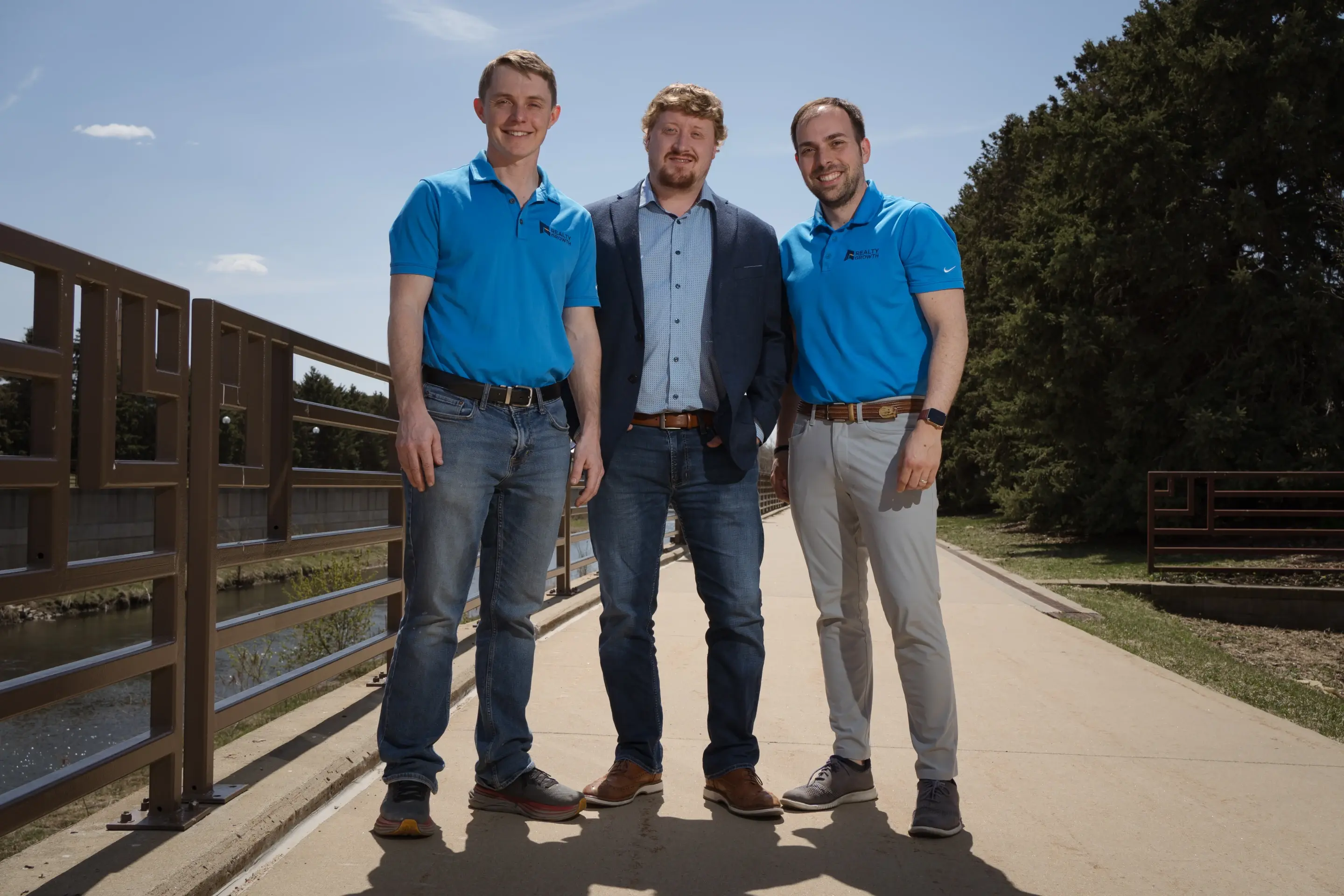 Bucky, Nick, and Dylan at the Rochester river walk — 2023